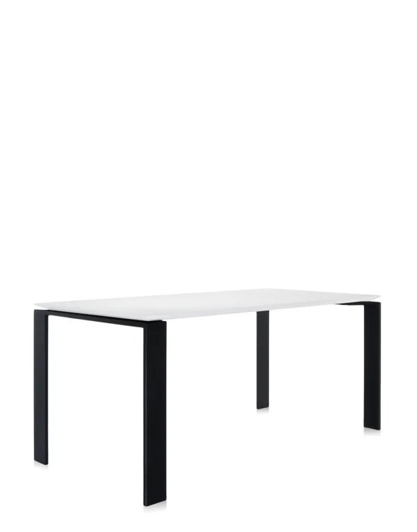 Kartell Four Tafel Soft - wit - zwart - rechthoekig, 190 x 79 cm