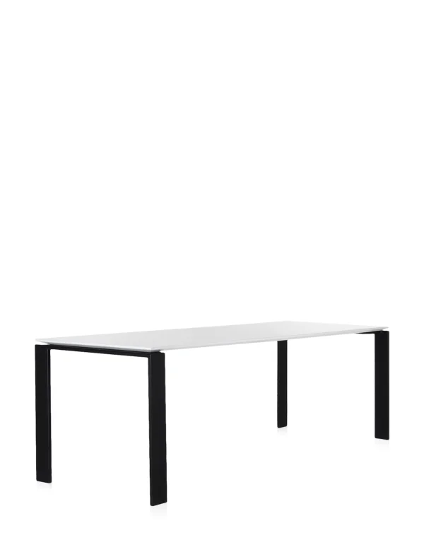 Kartell Four Tafel Soft - wit - zwart - rechthoekig, 223 x 79 cm