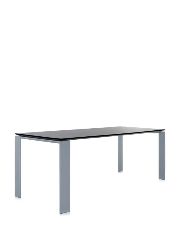 Kartell Four Tafel Soft - zwart - aluminium - rechthoekig, 158 x 79 cm