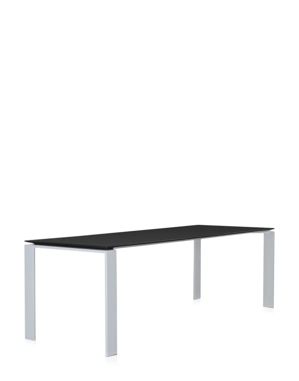 Kartell Four Tafel Soft - zwart - aluminium - rechthoekig, 223 x 79 cm