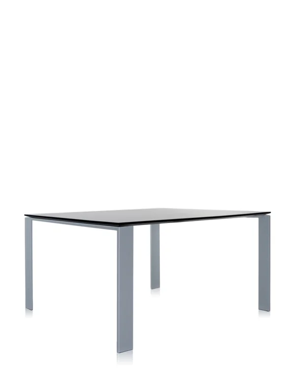 Kartell Four Tafel Soft - zwart - aluminium - vierkant, 128 x 128 cm