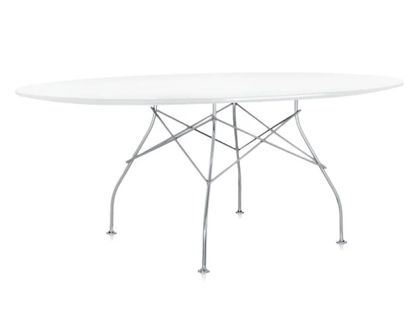 Kartell Glossy tafel - wit glanzend - chroom - ovaal