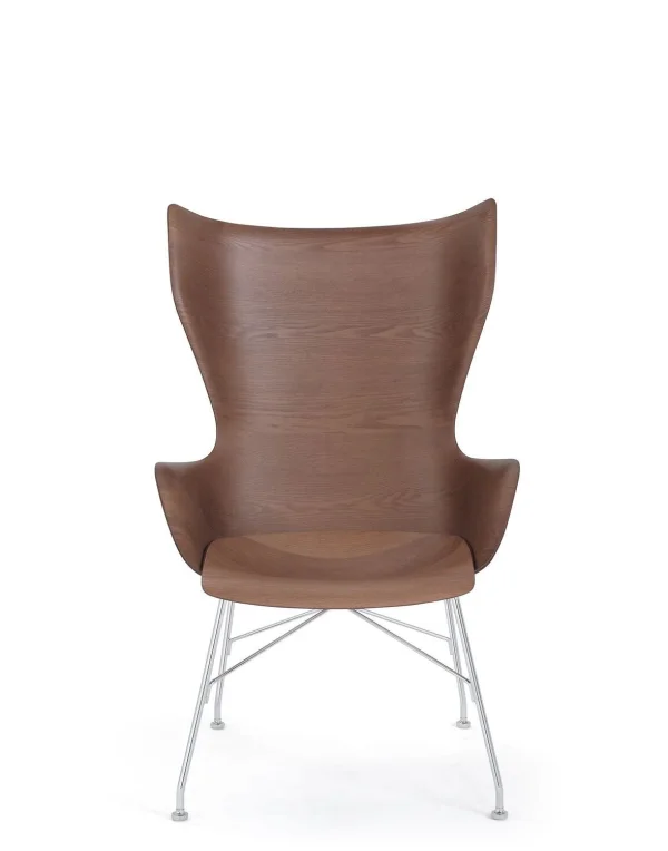 Kartell K/Wood Fauteuil - donker essenhout/chroom