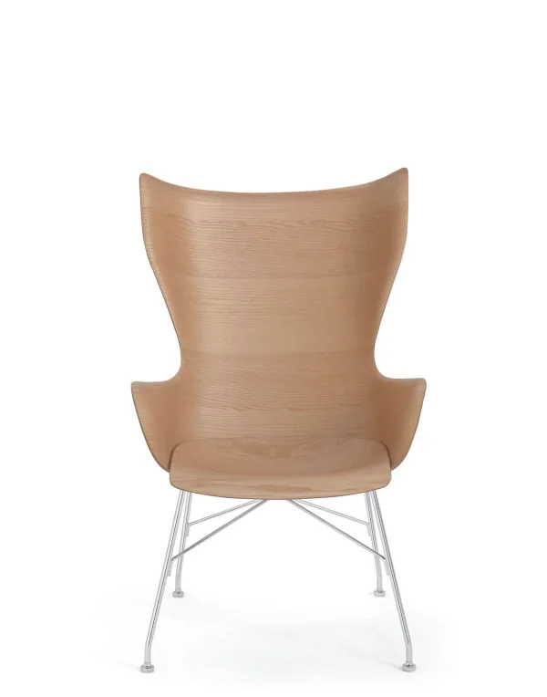 Kartell K/Wood Fauteuil - licht essenhout/chroom