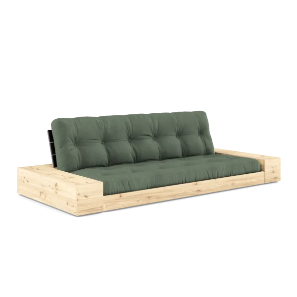 Karup Design Basis slaapbank inclusief zijboxen - 756 Olive Green - 102 black lacquered