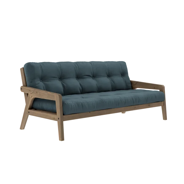 Karup Design Grab Slaapbank - 757 Petrol Blue - 106 carob brown lacquered