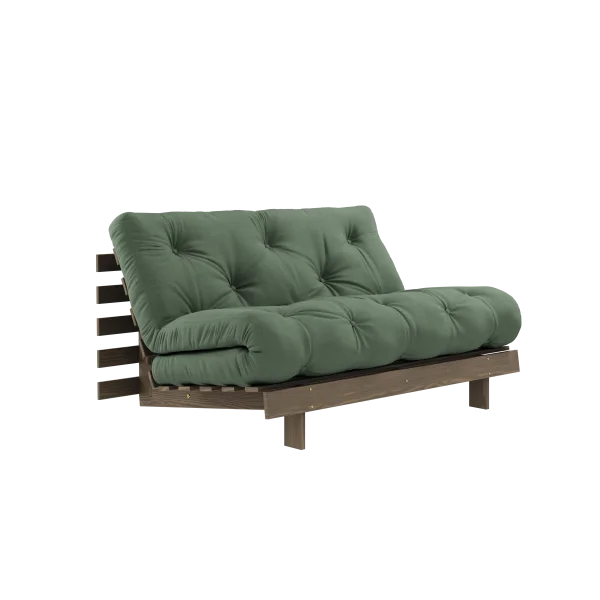 Karup Design Slaapbank Roots 140 - 756 Olive Green - 106 carob brown lacquered