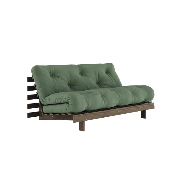 Karup Design Slaapbank Roots 160 - 756 Olive Green - 106 carob brown lacquered