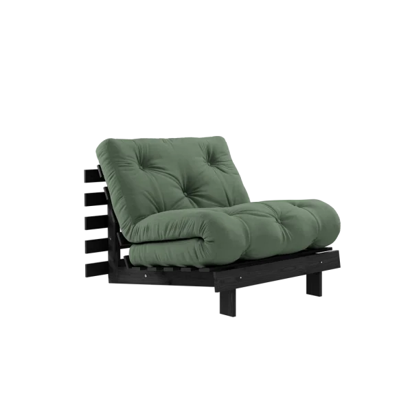 Karup Design Slaapbank Roots 90 - 756 Olive Green - 102 black lacquered