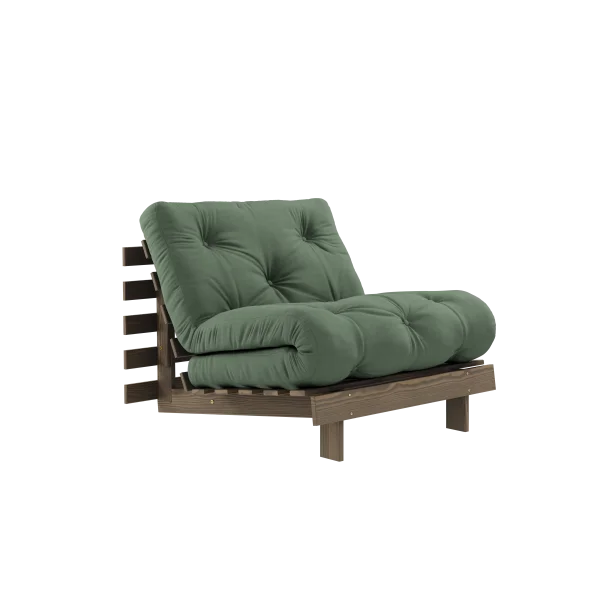 Karup Design Slaapbank Roots 90 - 756 Olive Green - 106 carob brown lacquered