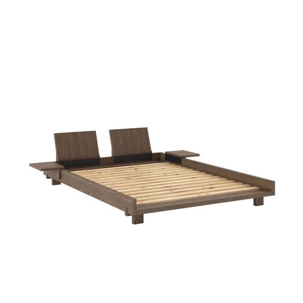 Karup Design Sociaal Bed - 106 Carob brown lacquered - met 2 rugleuningen - mit Beistelltische - 140 x 200 cm
