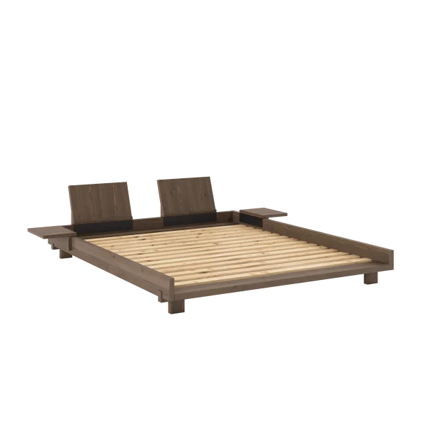 Karup Design Sociaal Bed - 106 Carob brown lacquered - met 2 rugleuningen - mit Beistelltische - 160 x 200 cm