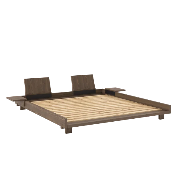 Karup Design Sociaal Bed - 106 Carob brown lacquered - met 2 rugleuningen - mit Beistelltische - 180 x 200 cm