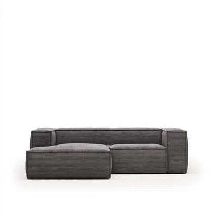 Kave Home - 2-zitsbank Blok grijze corduroy met chaise longue links