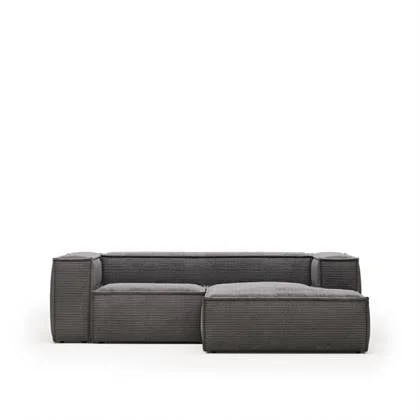 Kave Home - 2-zitsbank Blok grijze corduroy met chaise longue rechts