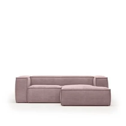 Kave Home - 2-zitsbank Blok roze corduroy met chaise longue rechts 240