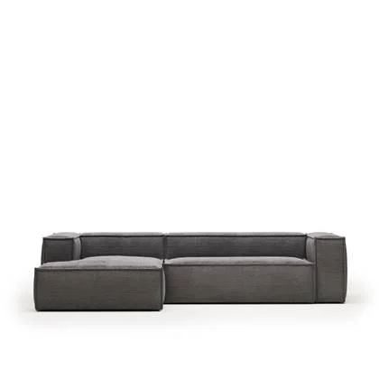 Kave Home - 3-zitsbank Blok corduroy grijs met chaise longue links 300