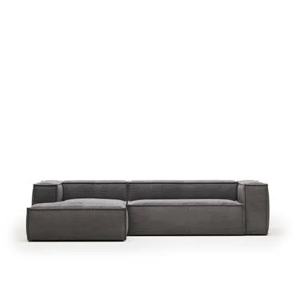 Kave Home - 3-zitsbank Blok corduroy grijs met chaise longue links 300