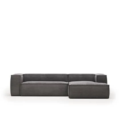 Kave Home - 3-zitsbank Blok corduroy grijs met chaise longue rechts