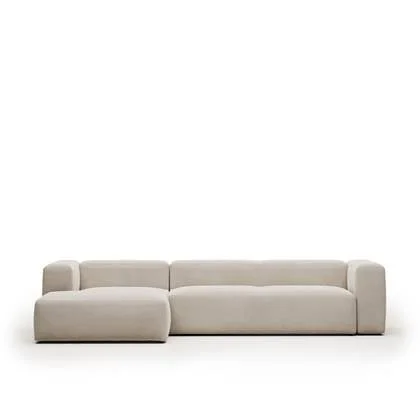 Kave Home - 4-zitsbank Blok beige met chaise longue links 330 cm