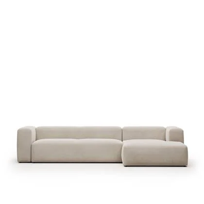 Kave Home - 4-zitsbank Blok beige met chaise longue rechts 330 cm