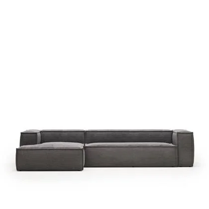 Kave Home - 4-zitsbank Blok grijze corduroy met chaise longue links