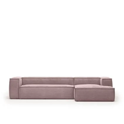 Kave Home - 4-zitsbank Blok roze corduroy met chaise longue rechts 330