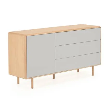 Kave Home - Anielle massief essen & essenfineer dressoir met 1 deur en