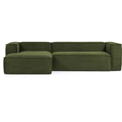 Kave Home Blok Chaise Longue Links - Rib - Donkergroen