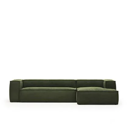 Kave Home Blok Chaise Longue Rechts - Donkergroen - Rib