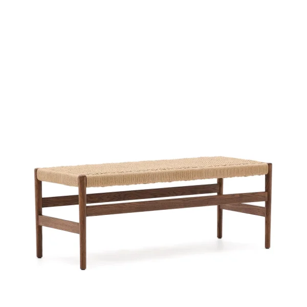 Kave Home Eetkamerbank Zaide Walnoot Eikenhout, 120cm - Naturel - Japandi