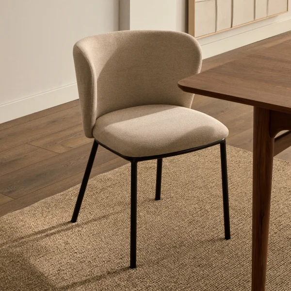 Kave Home Eetkamerstoel Ciselia Chenille - Beige