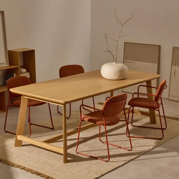 Kave Home Eettafel Idun Eikenhout, 220 x 100cm - Naturel