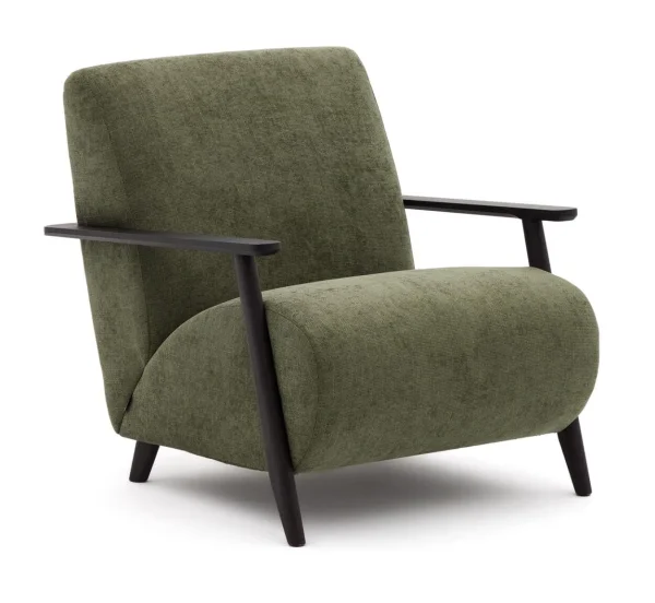 Kave Home Fauteuil Meghan Chenille - Groen/Zwart