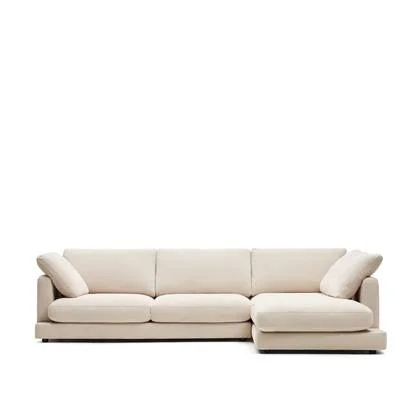 Kave Home - Gala 4-zitsbank met chaise longue rechts in beige 300 cm