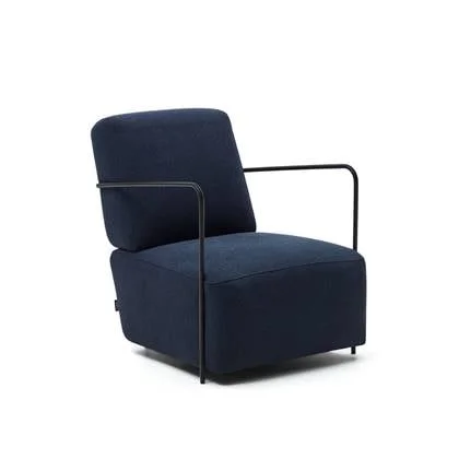 Kave Home - Gamer fauteuil blauw en metaal met zwart geschilderde