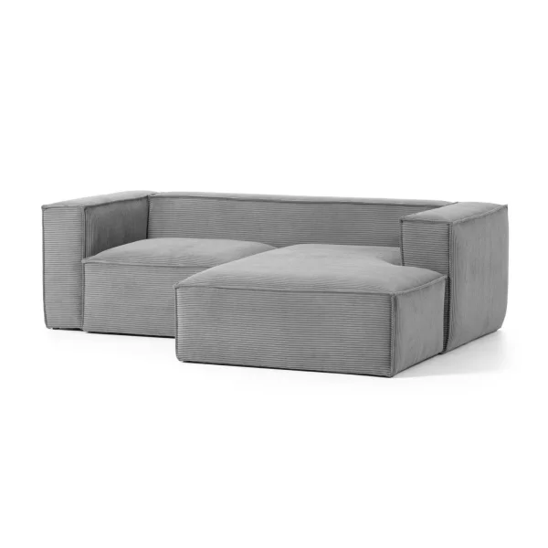 Kave Home Loungebank Blok Rib, Rechts 240cm - Donkergrijs - Velvet