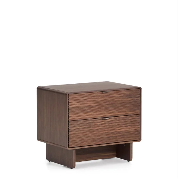 Kave Home Nachtkastje Norlen Walnootfineer, Met 2 laden - Bruin