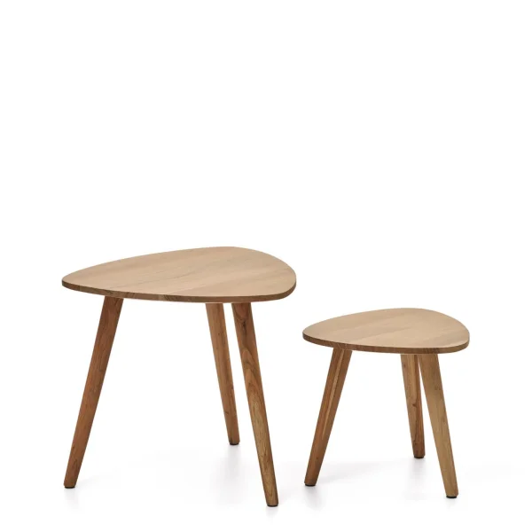Kave Home Organische Bijzettafel Duvani Acaciahout, Set van 2 stuks - Naturel