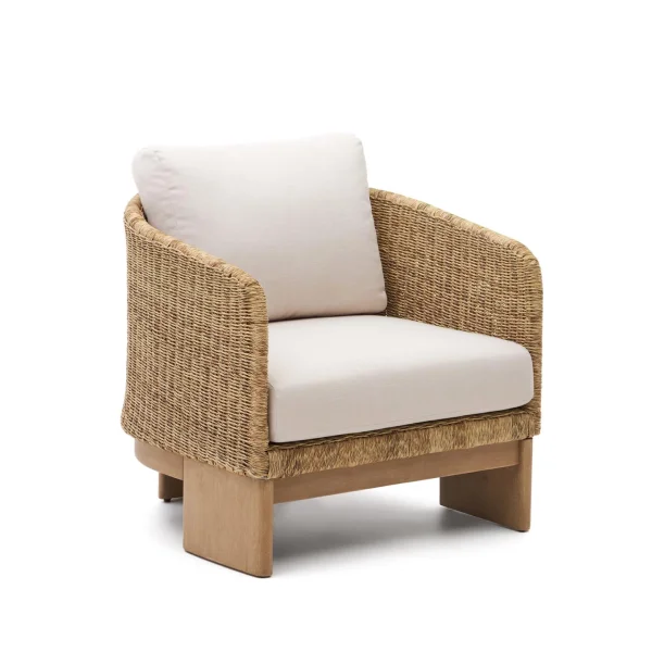 Kave Home Outdoor Fauteuil Xoriguer Rattan en eucalyptushout - Beige