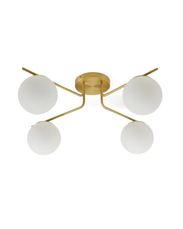 Kave Home Plafondlamp Brisia Glas en messing, 4-lamps - Wit