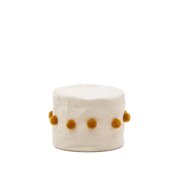 Kave Home Poef Manua 40cm - Beige/Mosterdgeel