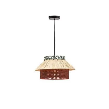 Kave Home - Pulmi-plafondlamp van raffia met natuurlijke, terracotta