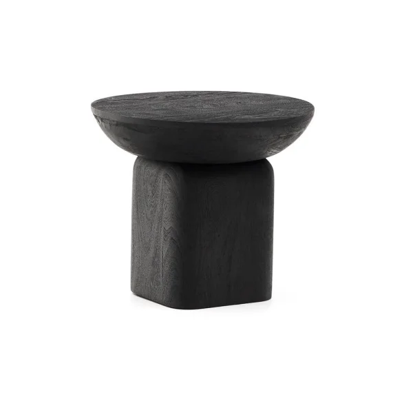 Kave Home Ronde Bijzettafel Ovak Acaciahout, 50cm - Zwart