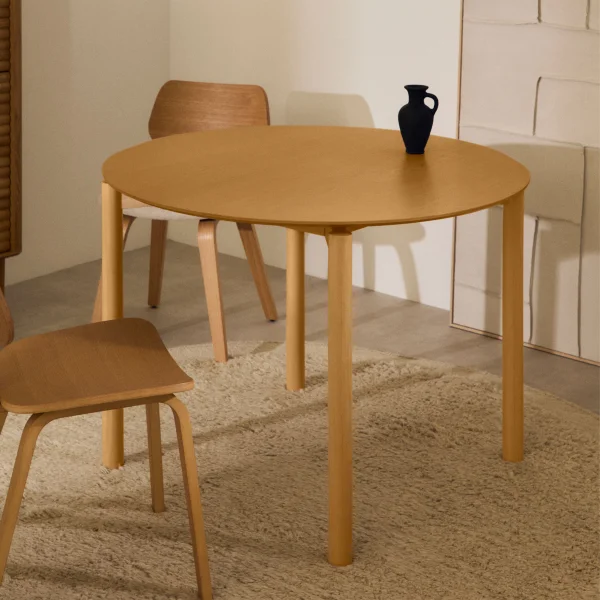 Kave Home Ronde Eettafel Indara Essen en rubberhout, 110cm - Naturel