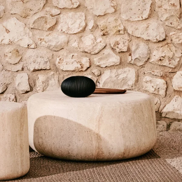 Kave Home Ronde Salontafel Drasi Travertinlook, 90cm - Beige