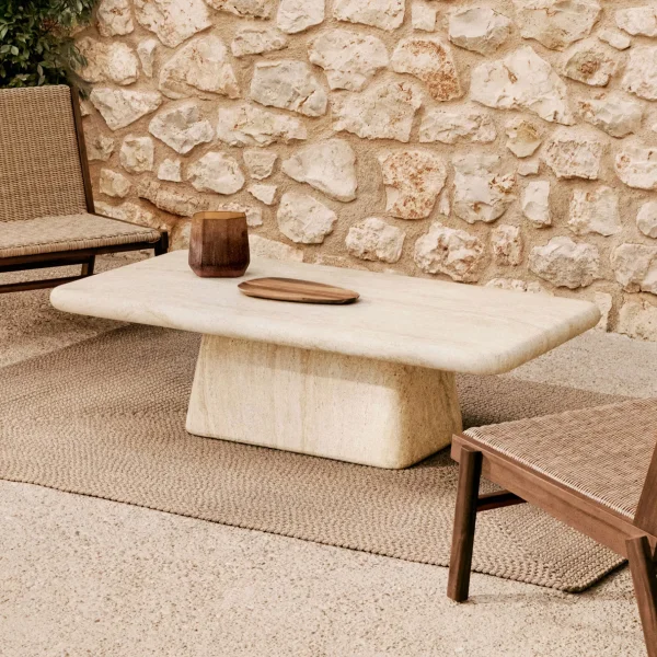 Kave Home Salontafel Drasi Travertinlook, 140 x 70cm - Beige