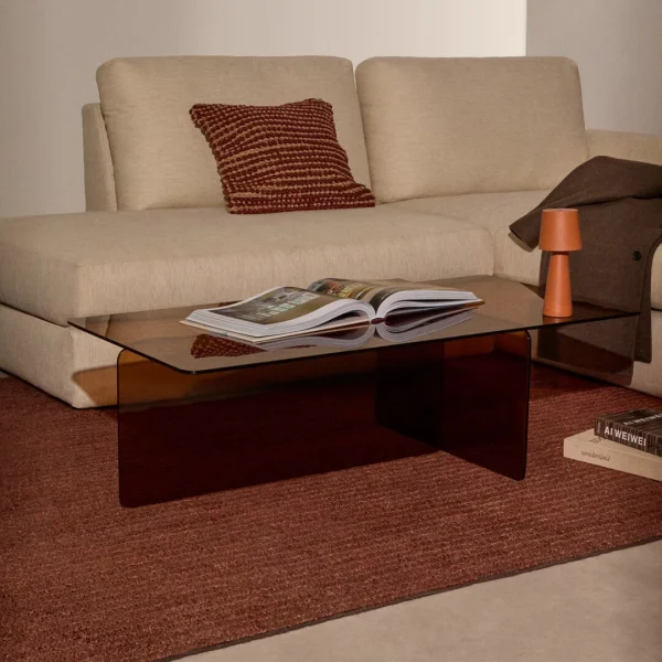 Kave Home Salontafel Zaren Bruin glas, 120 x 60cm