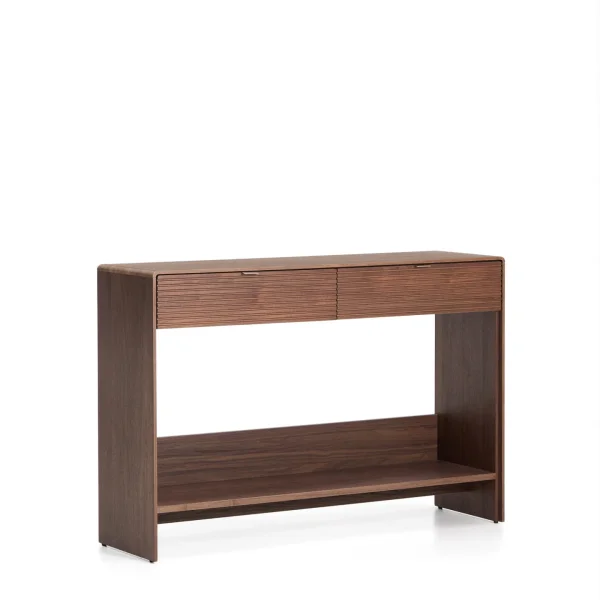 Kave Home Sidetable Norlen Walnootfineer, 120cm - Bruin