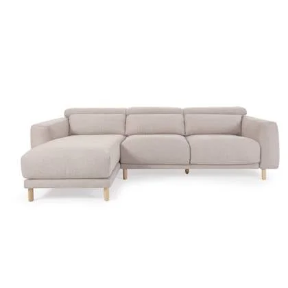 Kave Home - Singa 3-zitsbank met chaise longue links in beige 296 cm